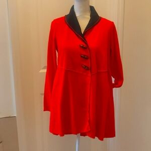 New!White Lotus Neon Buddha Jacket Womens XS Waffle Knit Toggle Button Red Black